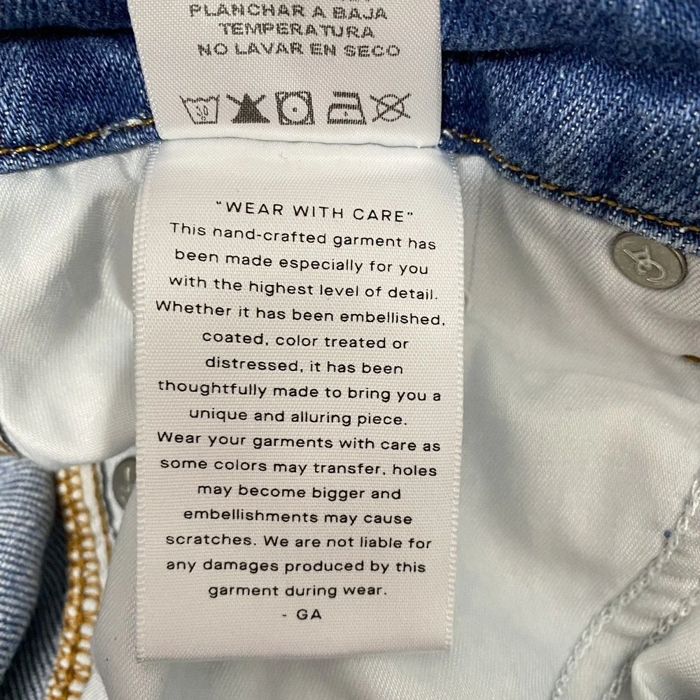 Good American Jeans Womens 4 27 Good Curve Straight Distressed Raw Hem Denim - Picture 15 of 16